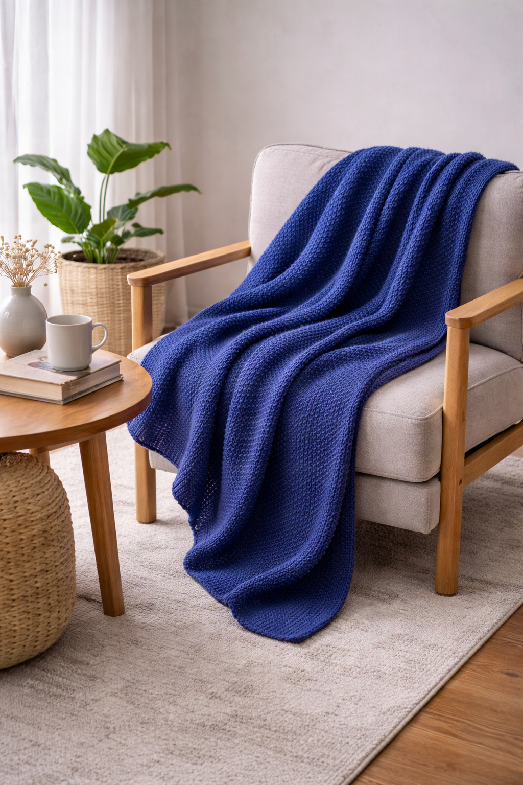 Royal Blue Cotton Knit Throw – Limited Summer Edition