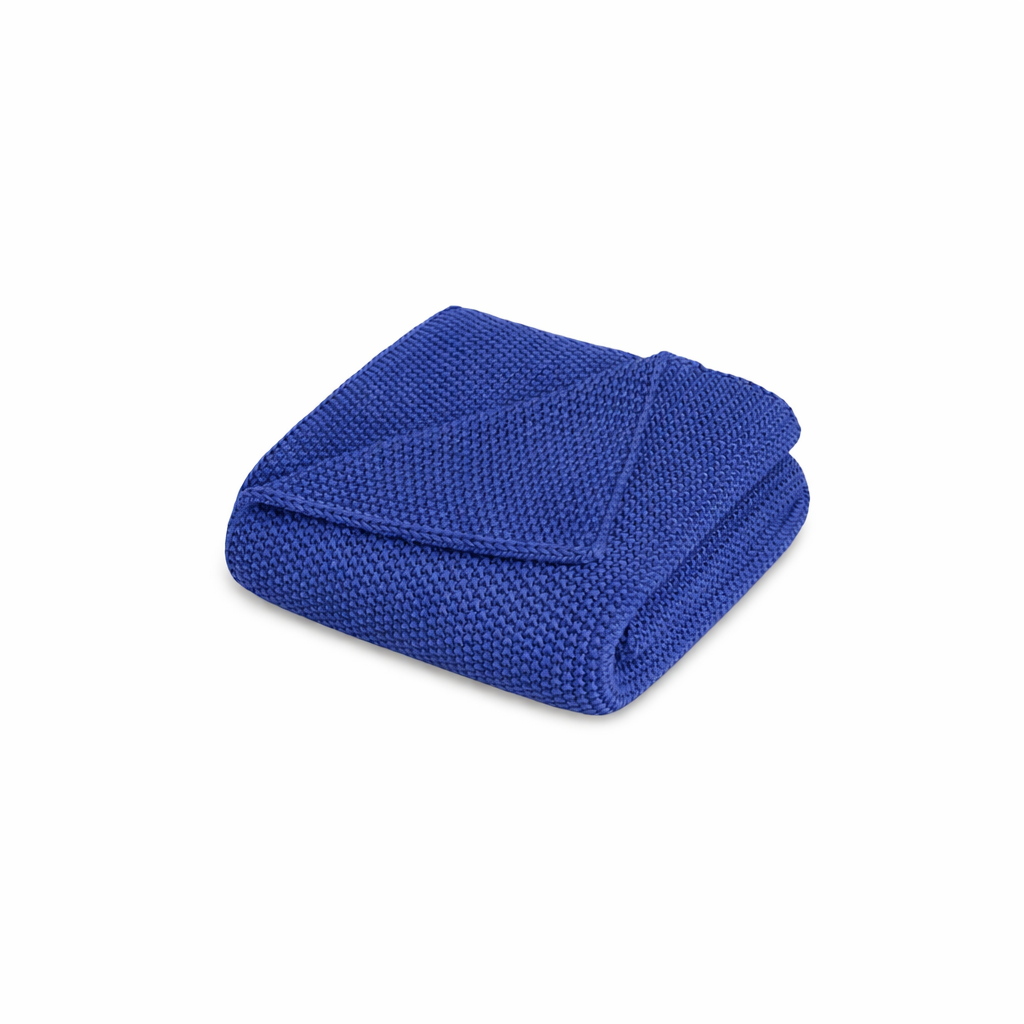 Royal Blue Cotton Knit Throw – Limited Summer Edition