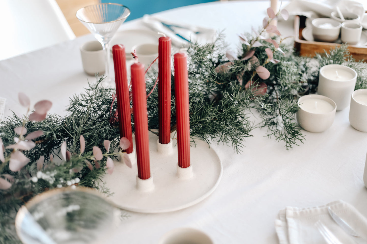 Round advent candle holder - handmade in Southern Spain